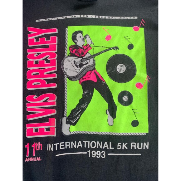 Elvis Presley International 5k Run 1993 black and red cotton t-shirt Size M - Picture 2 of 7